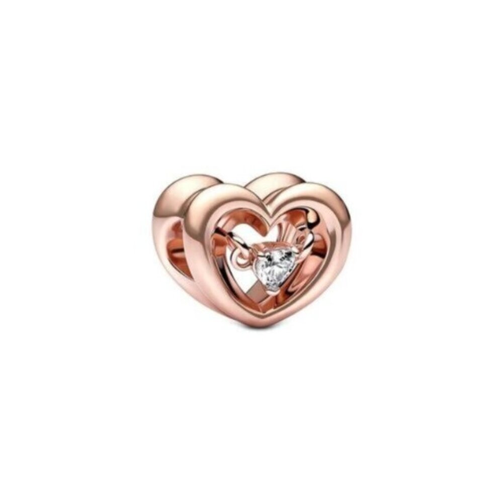NWT Pandora Moments 14K Rose Gold Plated Cz Charm